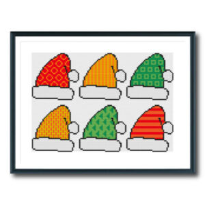 Colourful Santa Hats Cross Stitch Pattern