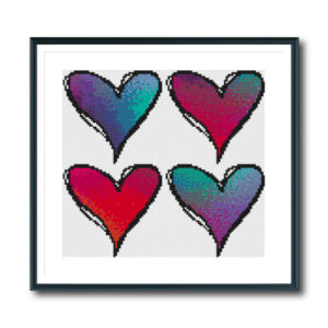 Faded Hearts Cross Stitch Pattern