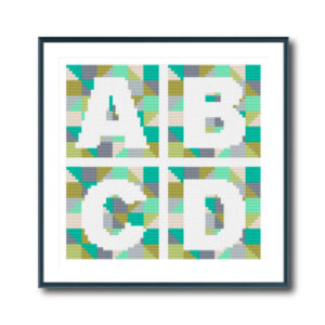 Green Geometric Alphabet Cross Stitch Pattern