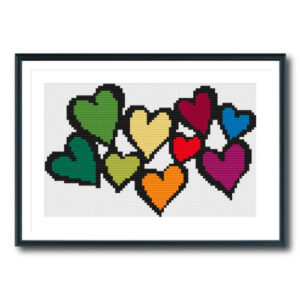 Heart Cluster Cross Stitch Pattern