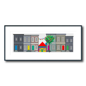 Hidden House Streetscape Cross Stitch Pattern