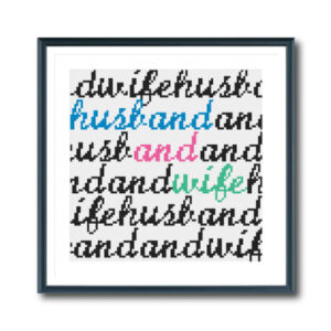 Husband and Wife (Cursive) Cross Stitch Pattern