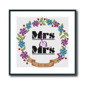 Mrs & Mrs Wedding Wreath Cross Stitch Pattern