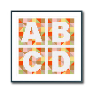 Orange Geometric Alphabet Cross Stitch Pattern