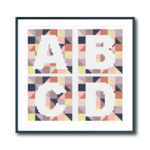 Pink Geometric Alphabet Cross Stitch Pattern
