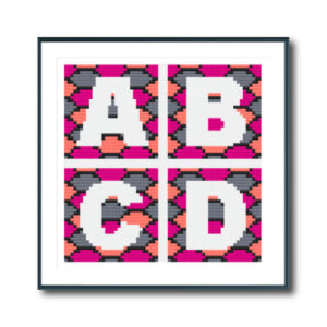 Pink Shell Alphabet Cross Stitch Pattern