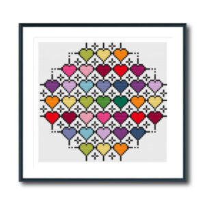 Rainbow Hearts Cross Stitch Pattern