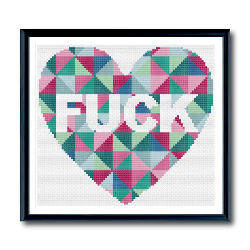 Heart of F**k (pink) Cross Stitch Pattern - Image 2