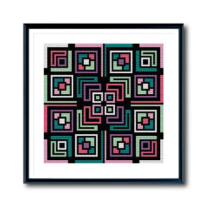 Neon Squares Cross Stitch Pattern